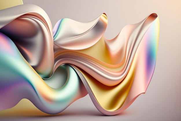 Pastel smooth holographic silky shape Generative AI