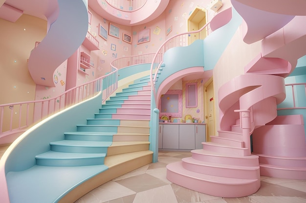 Pastel spiral staircase