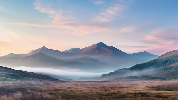 Pastel sunrise in the mountains