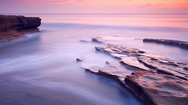 Pastel Sunset over Tranquil Coastline