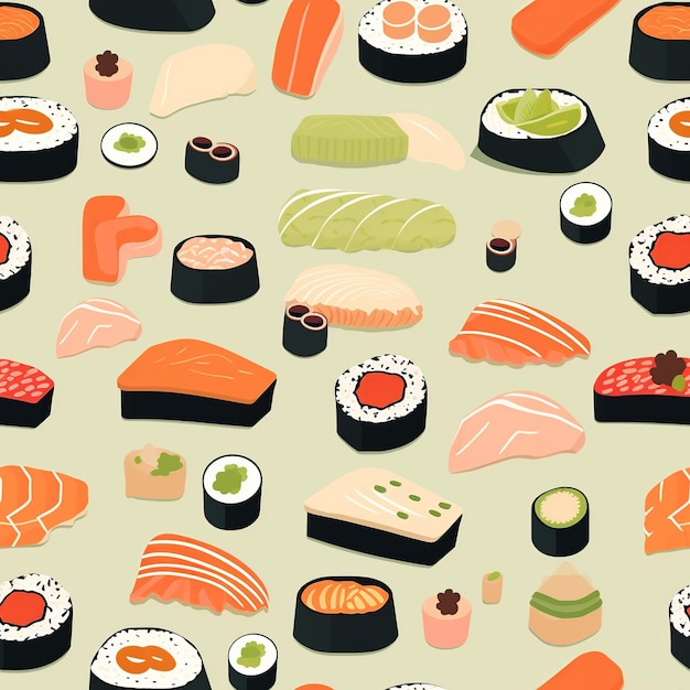 Pastel Sushi Roll Seamless Pattern