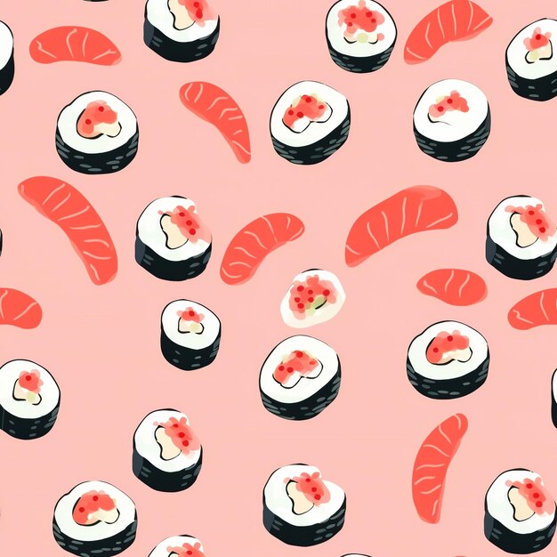 Foto modello senza cuciture di pastel sushi roll