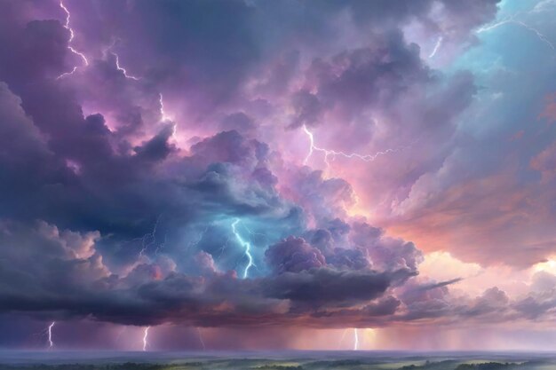 Pastel Thunderstorm Sky Fantasy Thunderstorm Sky Wallpaper Dreamy Pastel Thunderstorm AI Generative