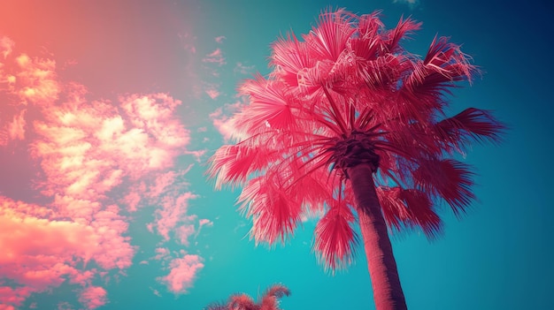 The pastel tone of a palm tree