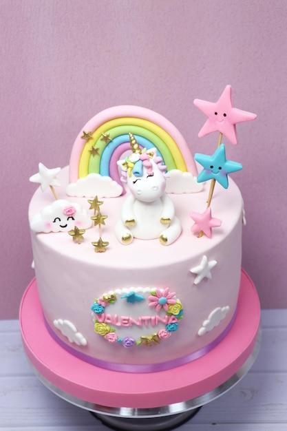 Pastel Unicornio Eenhoorn Taart Fondant