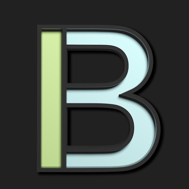 Pastel uppercase letter B on black background