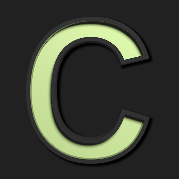Pastel uppercase letter C on black background