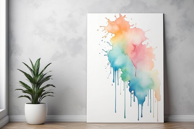 Pastel Watercolor Drip Wall Mockup