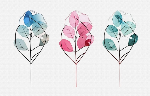 pastel watercolor leaves