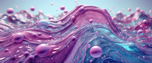 Pastel Wave Bliss with Pink Bubbles