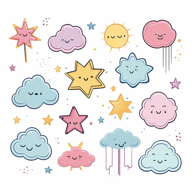 Pastel Weather Whimsy Cute Colorful Decoration Clip Arts