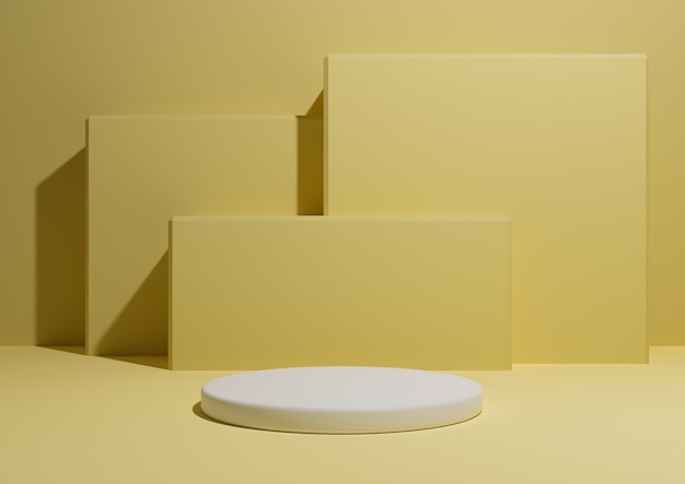 Pastel yellow 3D minimal product display composition backdrop podium stand square shape background