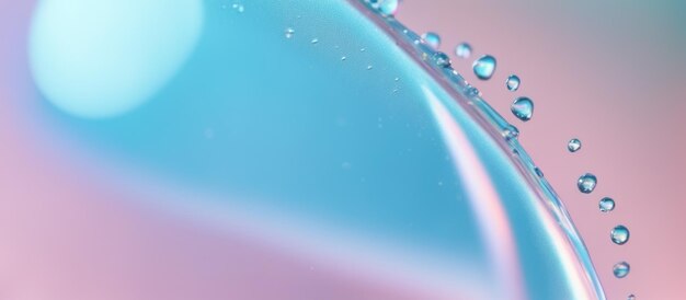 Pastelblauwe en roze macro waterdruppel achtergrond