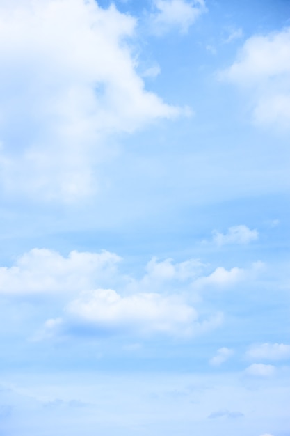 Foto pastelblauwe lucht met lichte wolken - verticale achtergrond