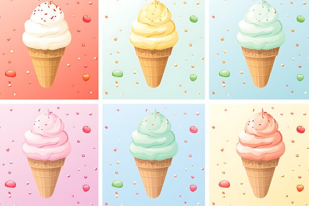 Фото Пастельные рисунки мороженого и сладостей