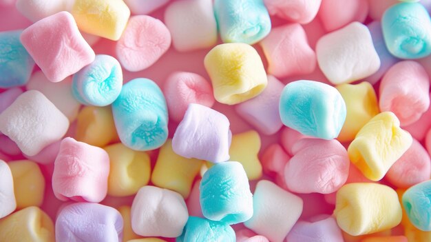 Photo pastelcolored marshmallows topped with vibrant candy a colorful sweet indulgence