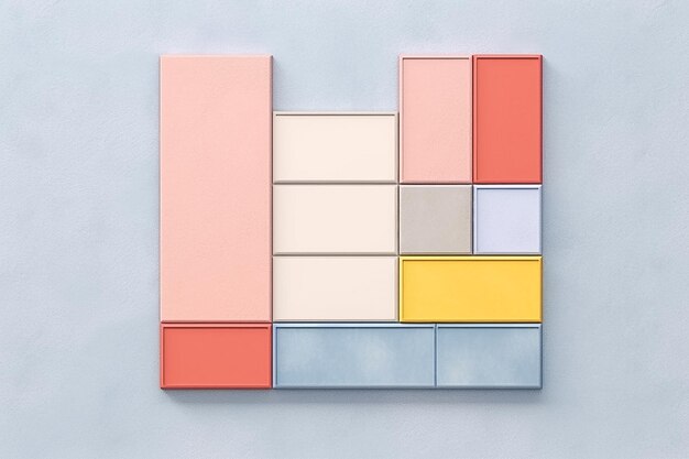 Foto pastelkleur met rechte lijnen en 3d-kubus voor cosmetische banners in minimale stijl