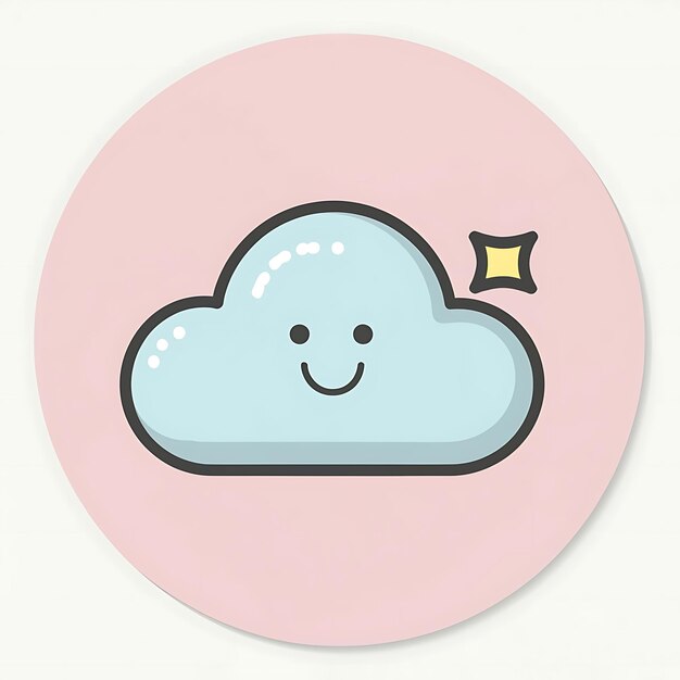 pastelkleuren wolk logo illustratie vector cartoon witte omtrek dunne omtrek sticker