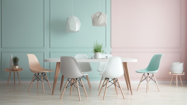 Pastelkleurige tafel voor een serene en minimalistische sfeer