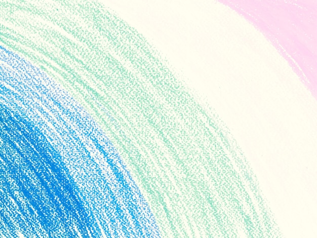 Pastels crayons colored blue light green pink minimal drawing on white paper background