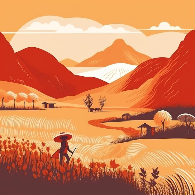 pastoral scenery illustration