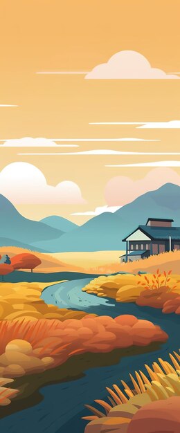 Photo pastoral scenery illustration