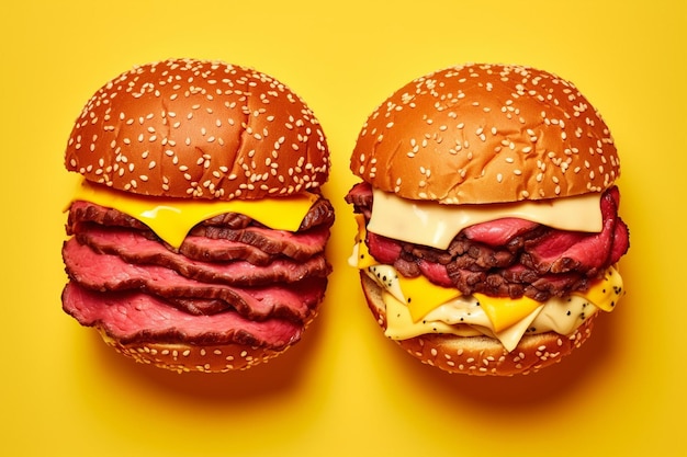 Photo pastrami and swiss burger with mustard