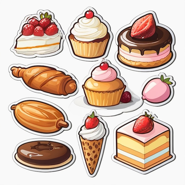 Photo pastries sticker with ai generative