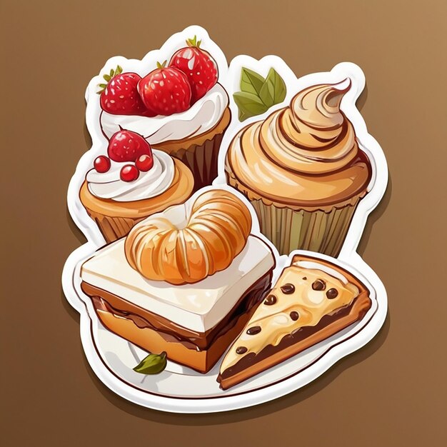 Photo pastries sticker with ai generative