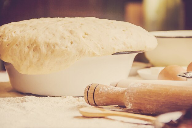 Pastry, cakes, cook their own hands. Selective focus.