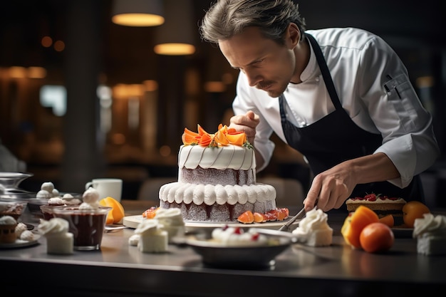 Pastry Chef Creating a Masterpiece Cake