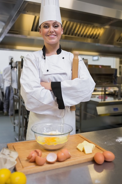 Pastry chef with rolling pin