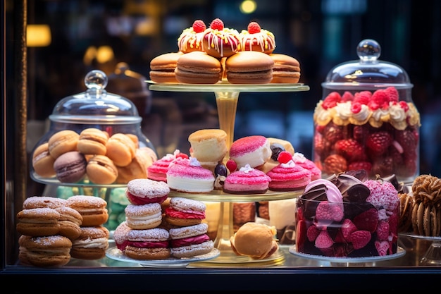 Pastry Shop Window Display of Delights