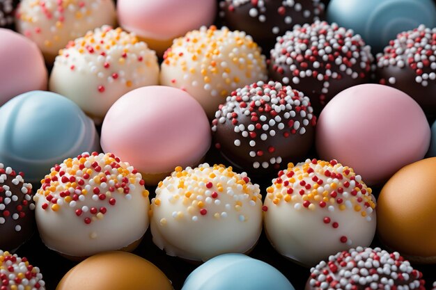 Pastry sugar balls background