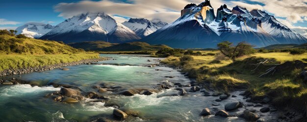 Patagonia landscape of Andes mountain in Torres del Paine Chile Generative ai