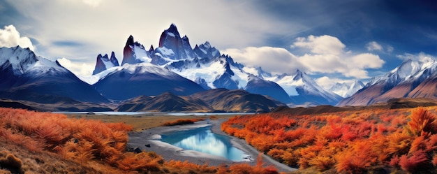 Patagonia landscape of Andes mountain in Torres del Paine Chile Generative ai