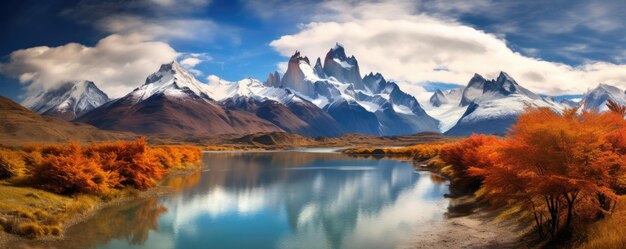 Photo patagonia landscape of andes mountain in torres del paine chile generative ai