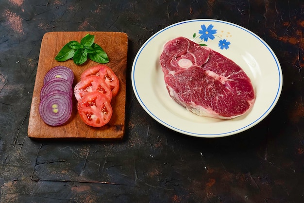 Patagonian lamb meat presented on the wooden table Patagonia Argentina