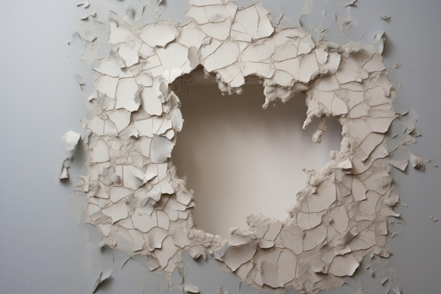 Patched hole in a drywall with spackle knife