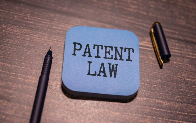 Photo patent law book justice and legislation concept