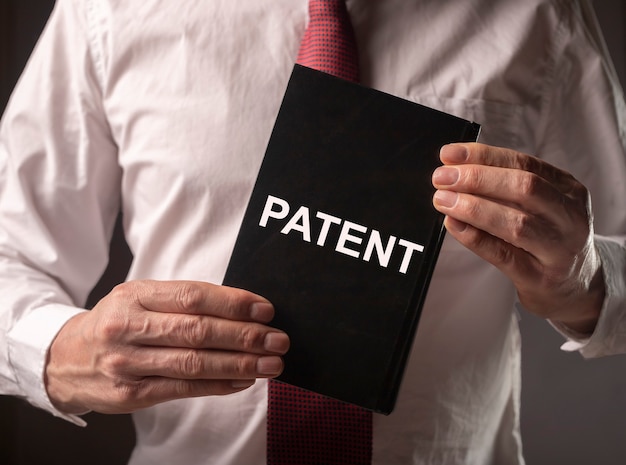 Patent woord zakelijke auteursrecht en beschermde rechten concept