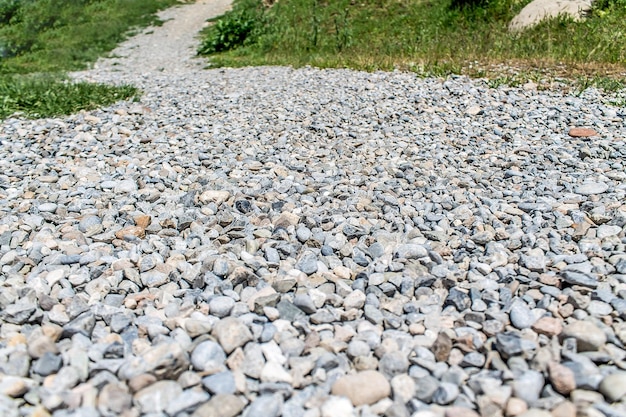 Photo path of construction gravel in nature