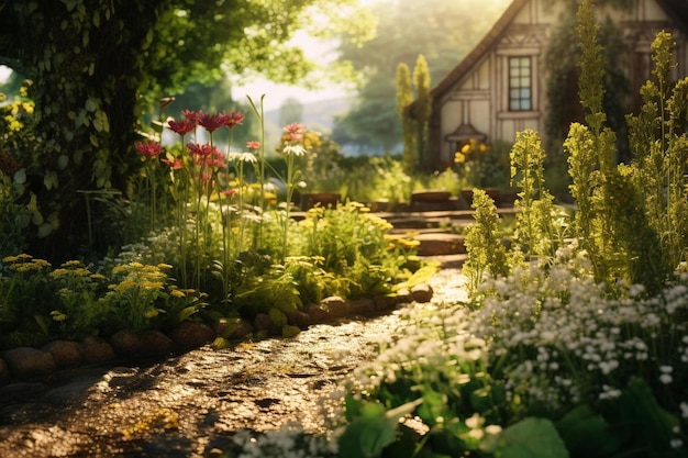 the path to the cottage in the summer