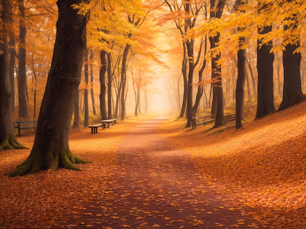 A path in the forest Autumn Scene