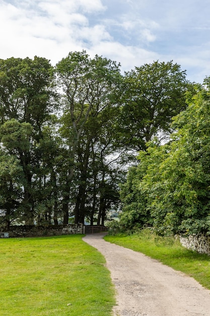 A path leads to the entrance to the village