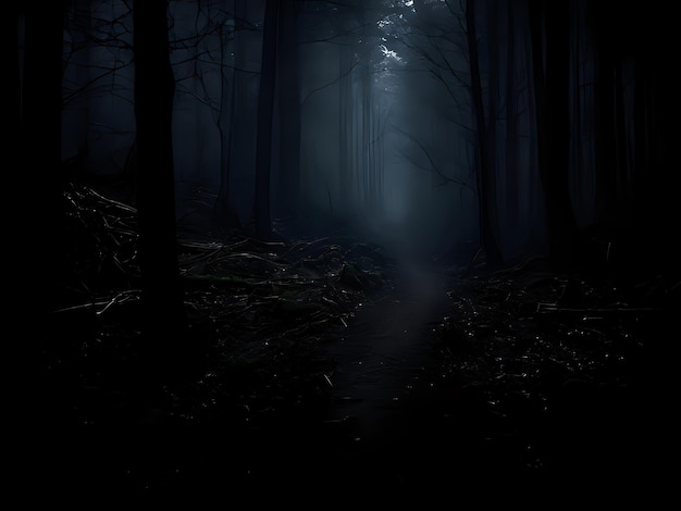 A path in the middle of a dark forest