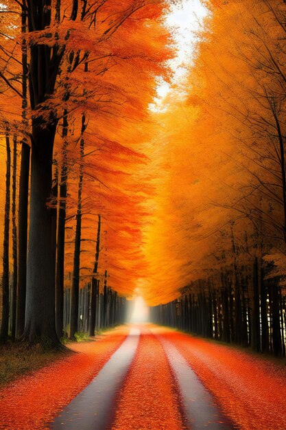 A path in the middle of a forest with lots of leaves on the ground