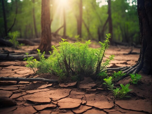 Foto un sentiero nel mezzo di una foresta con alberi rossi