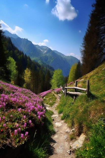 Photo a path in the mountains