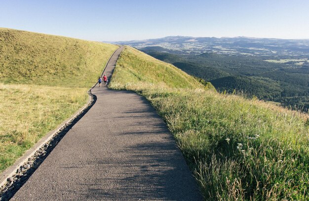 Photo path on the summit of puy-de-dome in summer